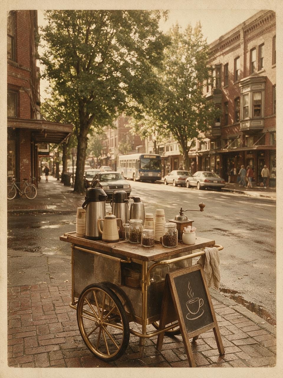 Original coffee pushcart, 1992
