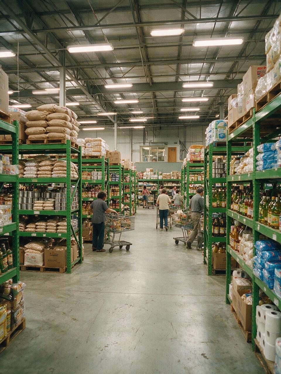 Original warehouse club interior, 1976