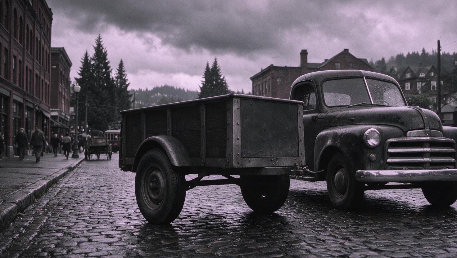 Vintage moving trailer, Portland 1945
