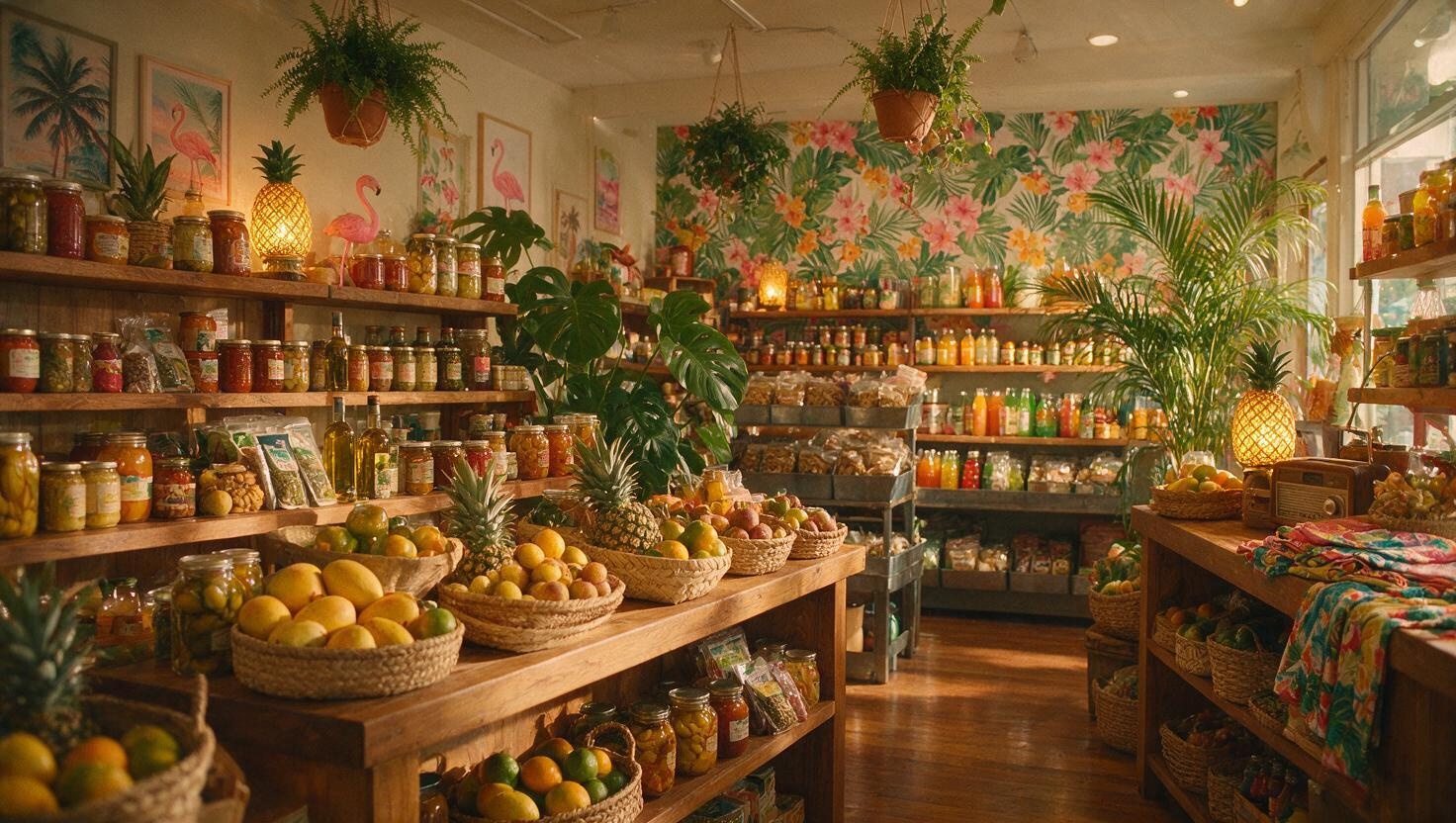 Unusual independent grocery interior